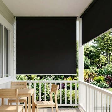 vidaXL Buitenrolgordijn UV-bescherming Zwart 165 x 230 cm (B, Verzenden, Nieuw, Zwart