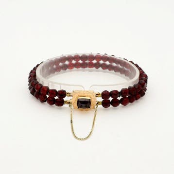 Armband - 14 karaat Roségoud - Granaat, Nieuw