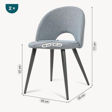 Eetkamerstoelen Karijo set van 2 stof 77x50x55 cm grijs [en., Verzenden, Nieuw