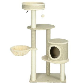 Krabpaal Voor 1-2 Katten 124H Cm Kattenboom Met 2 Ligvlakken, Verzenden, Nieuw