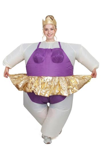 KIMU® Opblaas Kostuum Ballerina Paars Opblaasbaar Pak Ballet, Carnaval, Nieuw, Overige maten, Ophalen of Verzenden