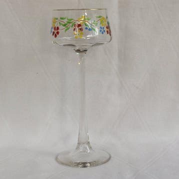 Wijnglas - Wijnglas met emaille beschildering van bloemen