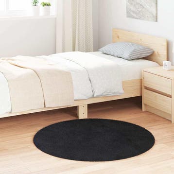 vidaXL Hoogpolig vloerkleed NAVARRA 100x100 cm polyester, Verzenden, Nieuw, Zwart