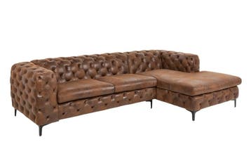 Chesterfield hoekbank MODERN BAROK 275cm antiek bruin 3-zits, Ophalen of Verzenden, Nieuw