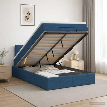 vidaXL Ottoman bed met matras met hoofdeinde Blauw 120 x 190, Huis en Inrichting, Slaapkamer | Bedden, Verzenden, Nieuw, Blauw
