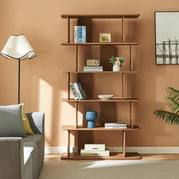 Boekenkast Gäljami met 5 vakken 180x100x35 cm walnootkleurig, Verzenden, Nieuw