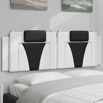 vidaXL Hoofdbordkussen Viana 160 cm kunstleer wit en zwart, Verzenden, Nieuw, Wit, Overige materialen
