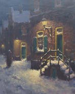 Aernout van Gilst (1898–1981) - Winters stadsgezicht bij, Antiek en Kunst