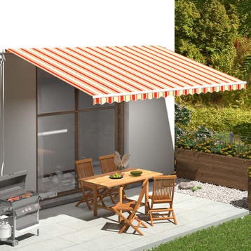vidaXL Vervangingsdoek voor luifel 5x3 m geel en oranje, Tuin en Terras, Verzenden, Nieuw