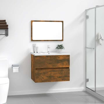 vidaXL 2-delige Badkamermeubelset bewerkt hout gerookt, Huis en Inrichting, Verzenden, Nieuw, Overige typen