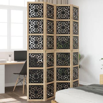 vidaXL Kamerscherm met 4 panelen massief paulowniahout bruin, Verzenden, Nieuw