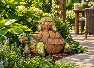 sculptuur, Schildpad met Jong - 17.5 cm - resin