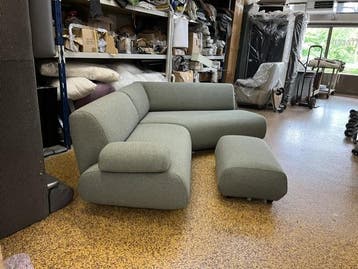 Leolux Guadalupe ploegstof Monza, 250 tot 300 cm, Hoekbank, Zo goed als nieuw, Metaal