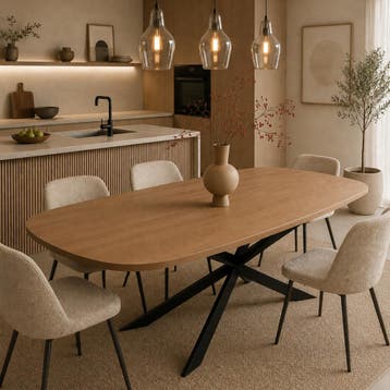 DS4U Marcus kunststof deens ovale eettafel donker eiken, Ophalen of Verzenden, Nieuw