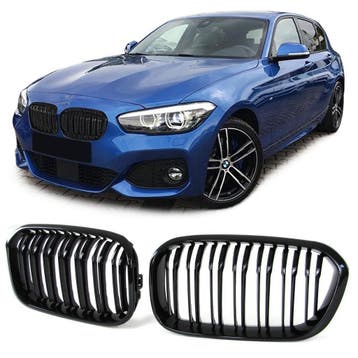 Grill voor BMW 1 Serie F20/F21 LCI glans zwart dubbelspijls
