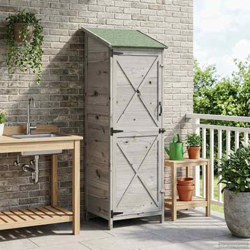 vidaXL Tuinschuur Grijs 59,5 x 56 x 176,5 cm Massief, Verzenden, Nieuw