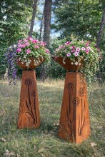 Sculptuuur voor buiten, Bloembak - Roest - Zuil - 97 cm -