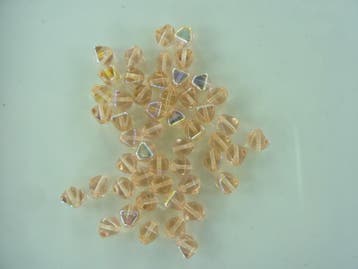 50 stuks glaskralen bicone 6mm zalmroze OPRUIMING, Nieuw