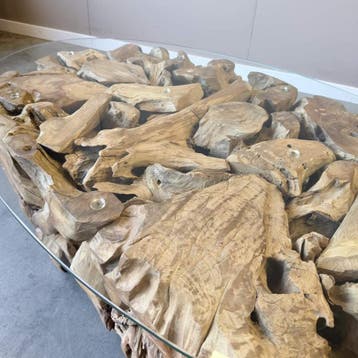 Ovale salontafel met glas, Ophalen of Verzenden, Nieuw