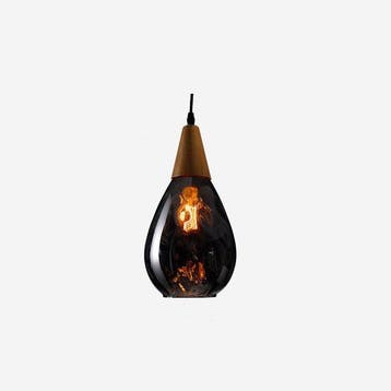 Moderne Glazen Hanglamp Met Houten Accent, Verzenden, Nieuw