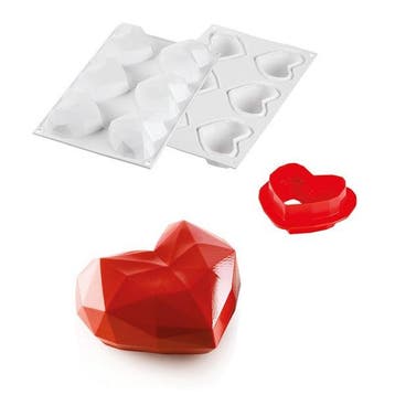 Silikomart Siliconen Bakvorm Hart Origami (6x) 7,4x8,4x3,5cm, Verzenden, Nieuw