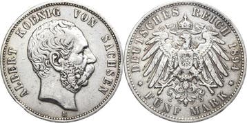 5 Mark 1894 Sachsen Albert 1873-1902, Verzenden