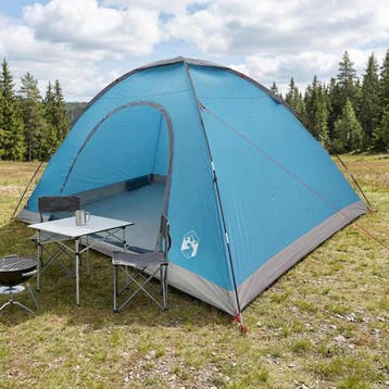 vidaXL Kamperen tent 6-persoons Blauw 185T Polyester met PU, Verzenden, Nieuw, Tot en met 2