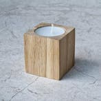 HOCHO Eikenhouten Waxinelichthouder – 50x50x60 mm – Natu, Ophalen of Verzenden, Nieuw