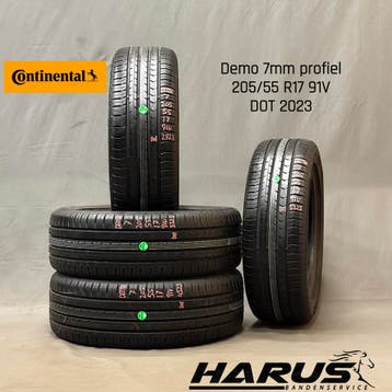 205/55/17 91V Continental zomerbanden demo 7mm profiel 4X, Gebruikt, 17 inch, Band(en), Personenwagen