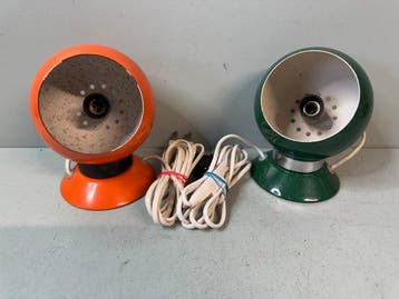 Tafellamp - Twee Vintage Space Age Magneet Bollampen –