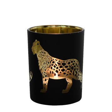 Theelichthouder panter zwart large 12cm*, Verzenden, Nieuw