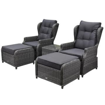 Toscane XL lounge balkonset verstelbaar 5-delig antraciet, Tuin en Terras, Ophalen of Verzenden, Nieuw, Wicker