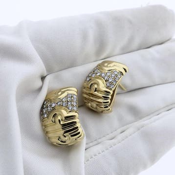 BVLGARI gouden oorbellen met diamanten; 1,32 ct., Gebruikt, Ophalen of Verzenden, Met edelsteen, Goud