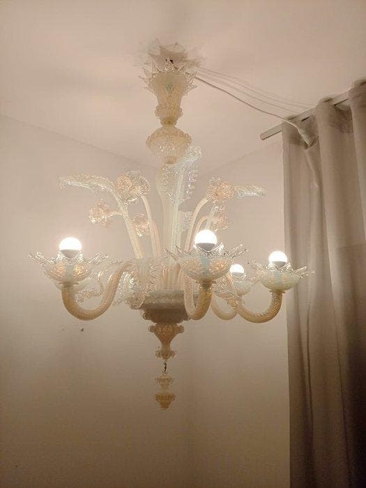 Plafondlamp - Muranoglas, goud 22k, Antiek en Kunst, Antiek | Lampen