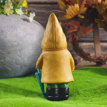Vrolijke Tuinkabouter met Gele Regenjas en Paraplu - Tuindec, Verzenden, Nieuw