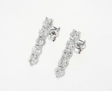 Oorstekers - 14 karaat Witgoud - 1.16ct. tw. Diamant