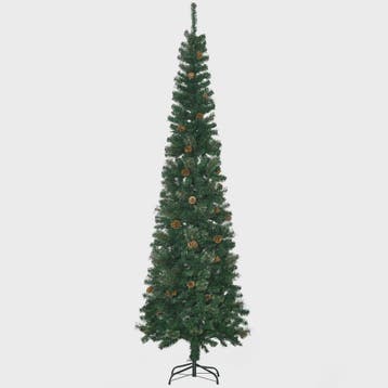 HOMCOM Kunstkerstboom 225 cm Groen Potloodmodel met Dennenke, Diversen, Kerst, Verzenden, Nieuw