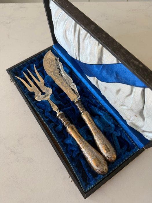 Bestekset (2) - Verzilverd - 800 zilver, Antiek en Kunst, Antiek | Meubels | Tafels