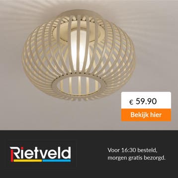 Rietveld-Plafondlampen-Beige, Zand-Glas, Metaal, Verzenden, Nieuw