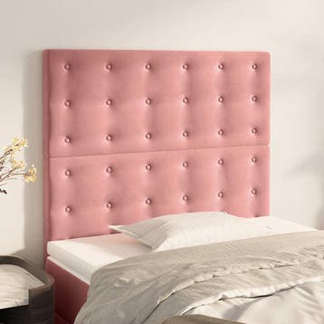 vidaXL Hoofdbord roze 100x5x118/128 cm fluweel, Verzenden, Nieuw, Stof