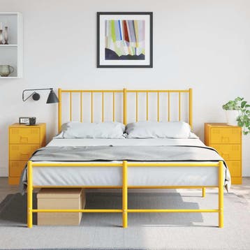 vidaXL Nachtkastjes 2 st 34,5x39x62 cm staal mosterdgeel, Verzenden, Nieuw, Metaal of Aluminium