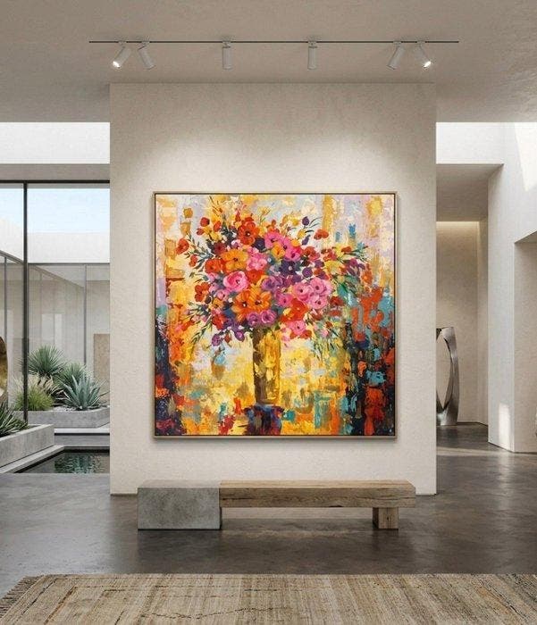 Nguyn V.L (1993) - Grand Bouquet 80 80 cm, Antiek en Kunst, Kunst | Schilderijen | Modern