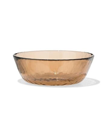 HEMA Schaaltje 14.5cm glas gehamerd bruin, Verzenden, Nieuw