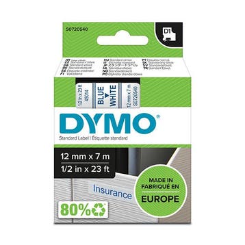 Dymo S0720540 / 45014 tape blauw op wit 12 mm (origineel), Verzenden, Nieuw, Printertape, Dymo