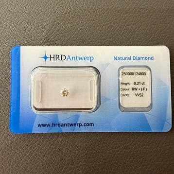 1 pcs Diamant (Natuurlijk) - 0.21 ct - Rond - F - VVS2 - HRD, Nieuw