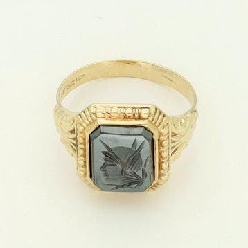 Ring - 14 karaat Geel goud - Hematiet., Nieuw