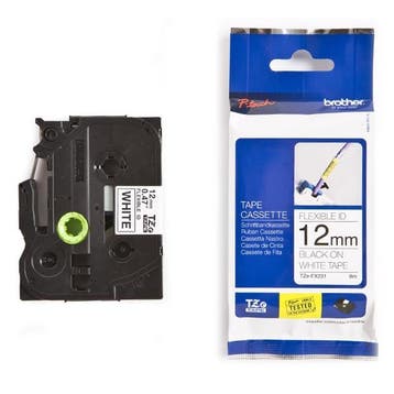 Brother TZe-FX231 Flexi ID tape zwart op wit 12 mm, Computers en Software, Printerbenodigdheden, Verzenden, Nieuw, Printertape