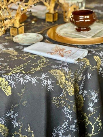 Tafelkleed met Japanse boomprint in oosterse stijl voor