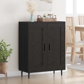 vidaXL Dressoir Zwart Eiken 69,5 x 34 x 90 cm Gemonteerd, Verzenden, Nieuw, Overige houtsoorten, Minder dan 50 cm