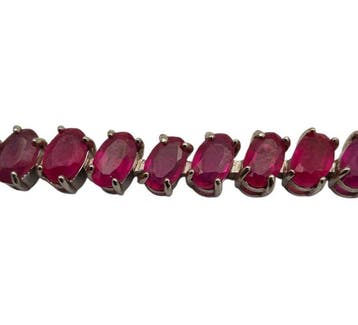 Kralenarmband Zilver - 12.60ct. tw. Robijn - Robijnarmband